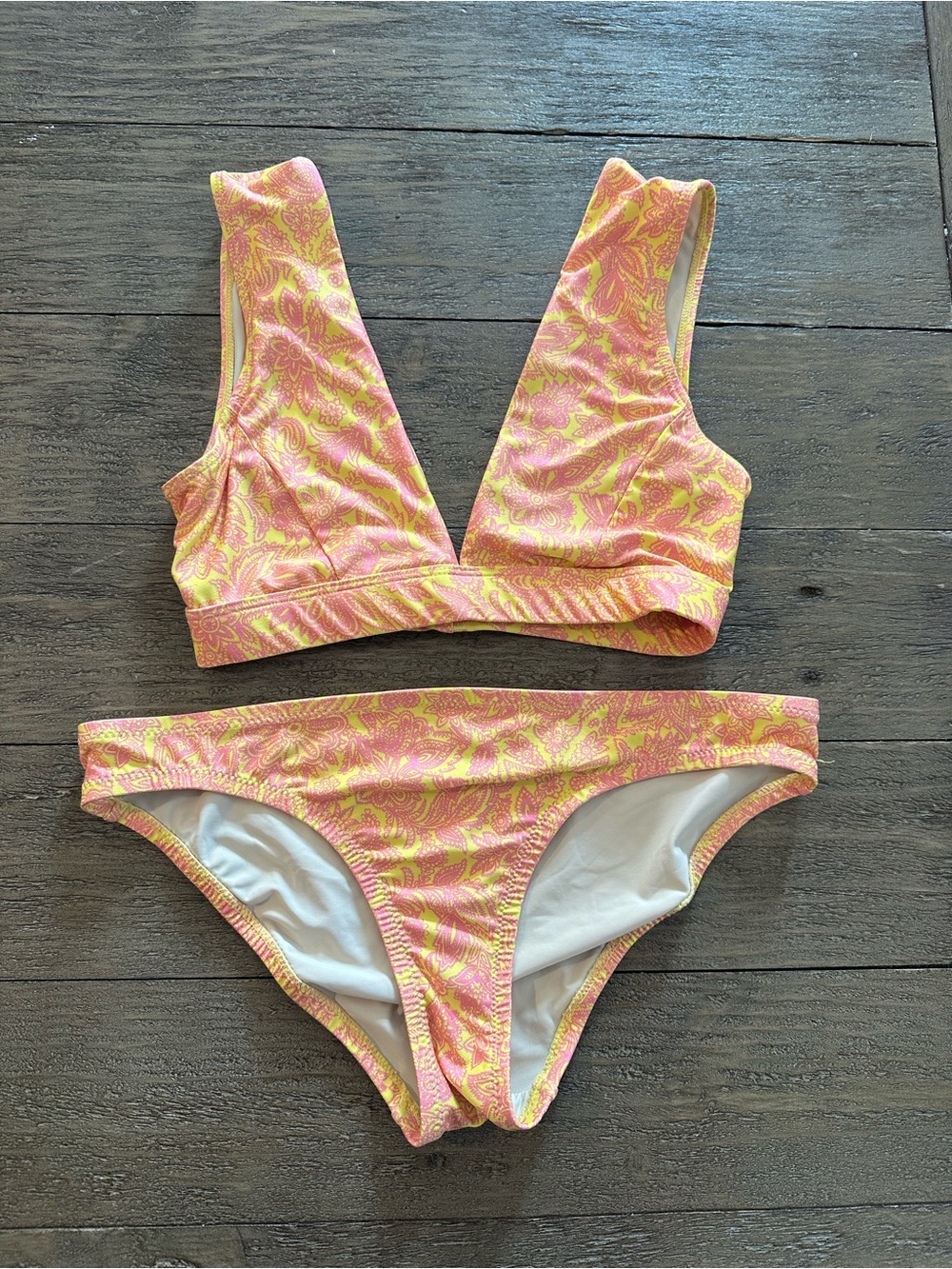 Women's Pink & Yellow Paisley Bikini Set